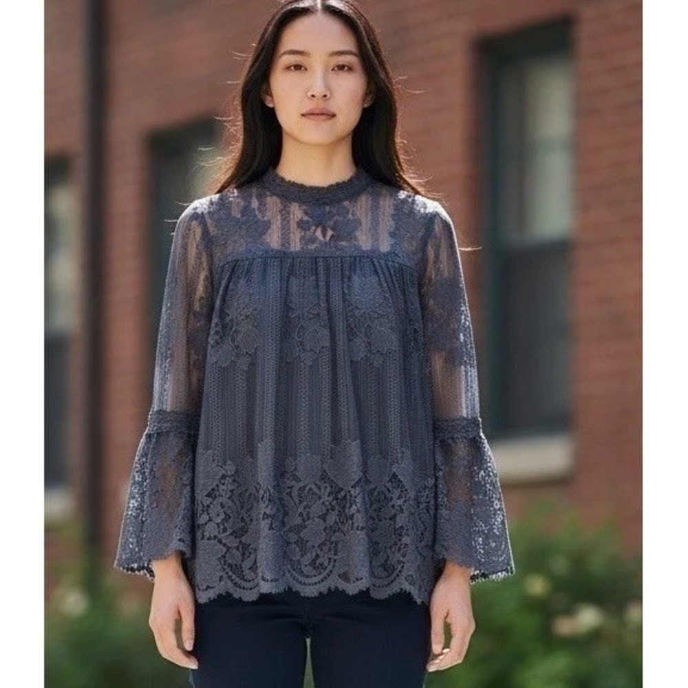 Miss Chievous Lacey Fairy Top Bell Sleeve Size S Whimsical Fairy Core Blue